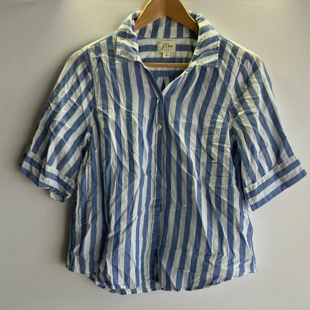 J. Crew Blue and White Striped Shirt